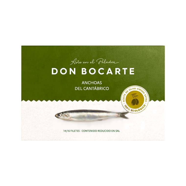Cantabrian Anchovies in Organic Olive Oil 100g by Don Bocarte
