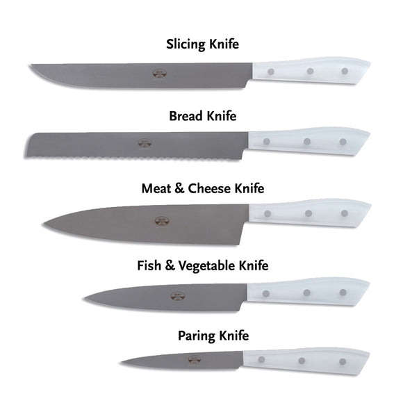 Kitchen Knife Set (White Ice, set of 5) by Coltelleria Berti